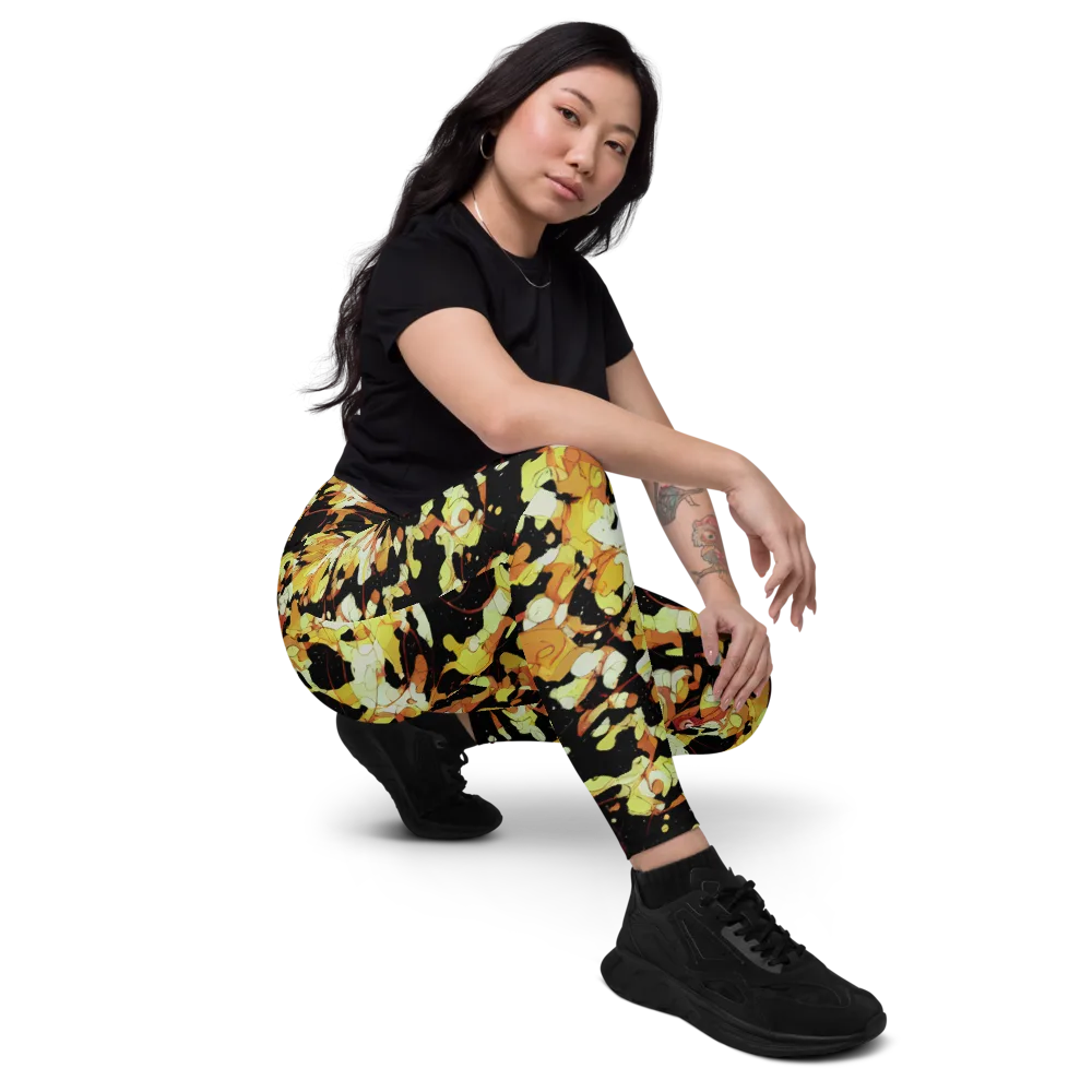 Saffron Orbit on Leggings with Pockets — Right Front