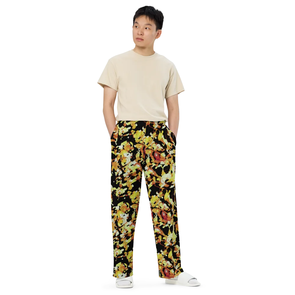 Saffron Orbit on Wide-Leg Pants — Front