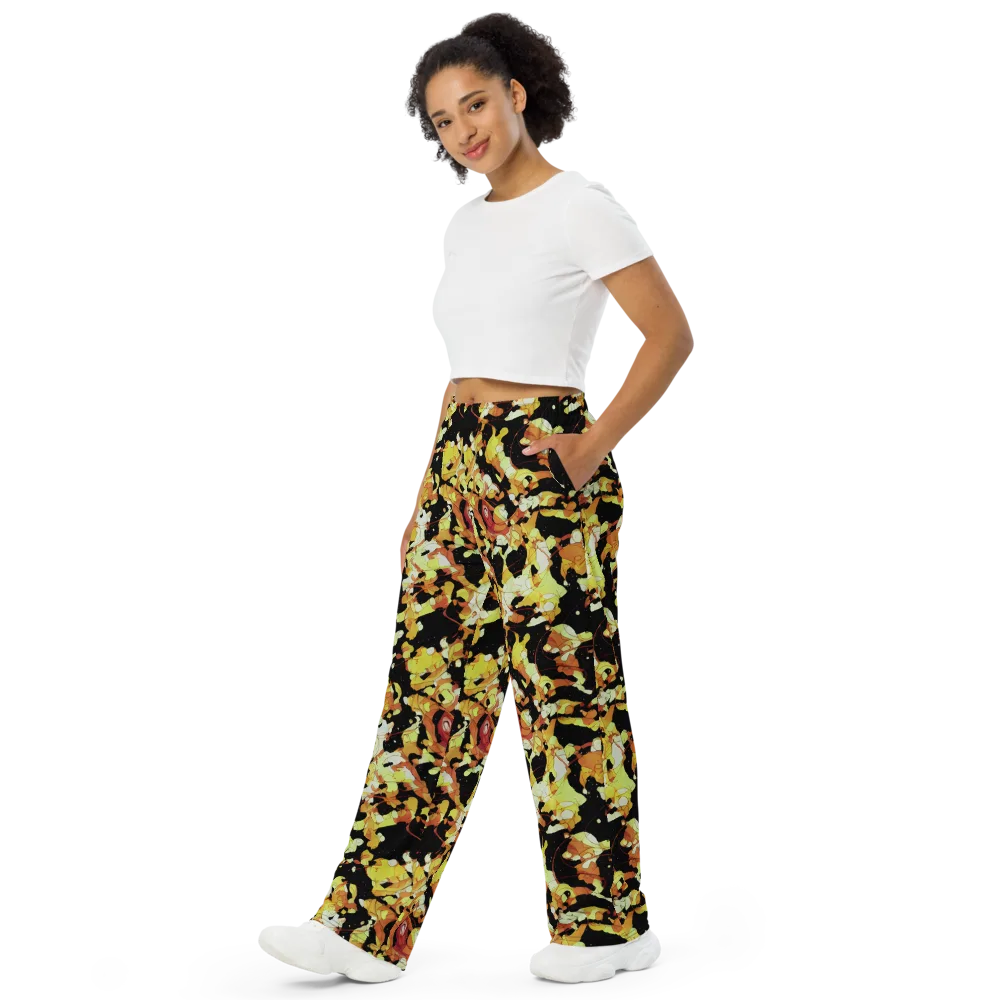 Saffron Orbit on Wide-Leg Pants — Left Front