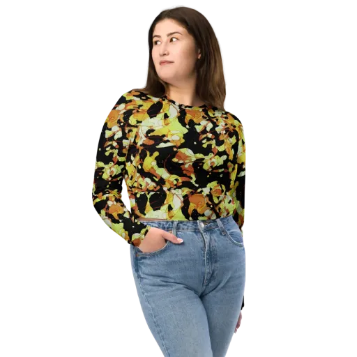 Saffron Orbit on a Long Sleeve Crop Top