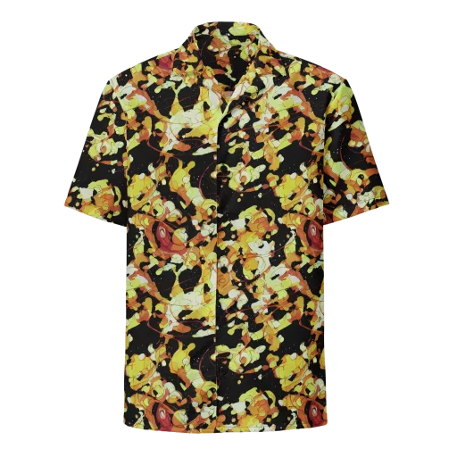 Saffron Orbit on a Button Shirt