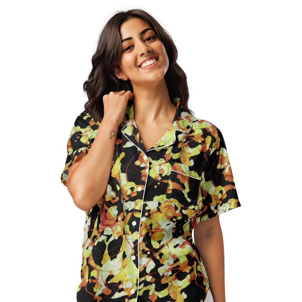 Saffron Orbit on Women's Short Sleeve Pajama Top — Front