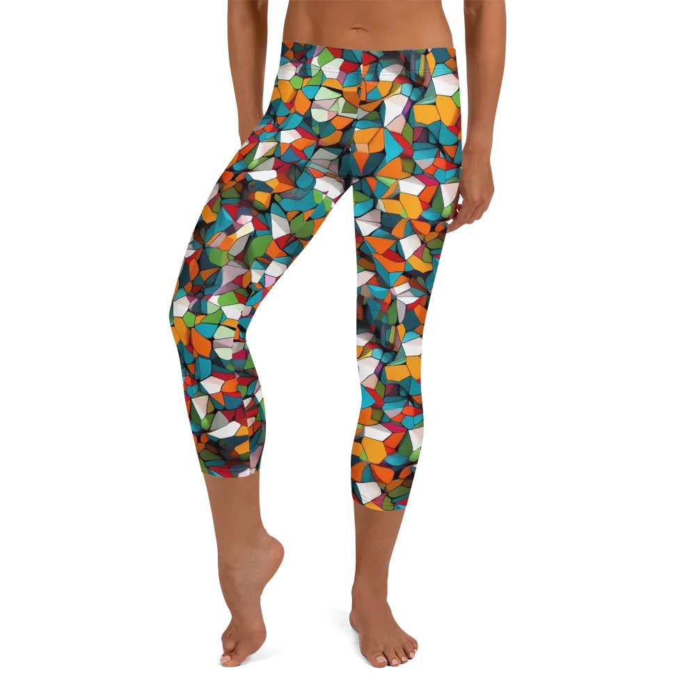 Chromatic Mosaic on Capri Leggings — Front