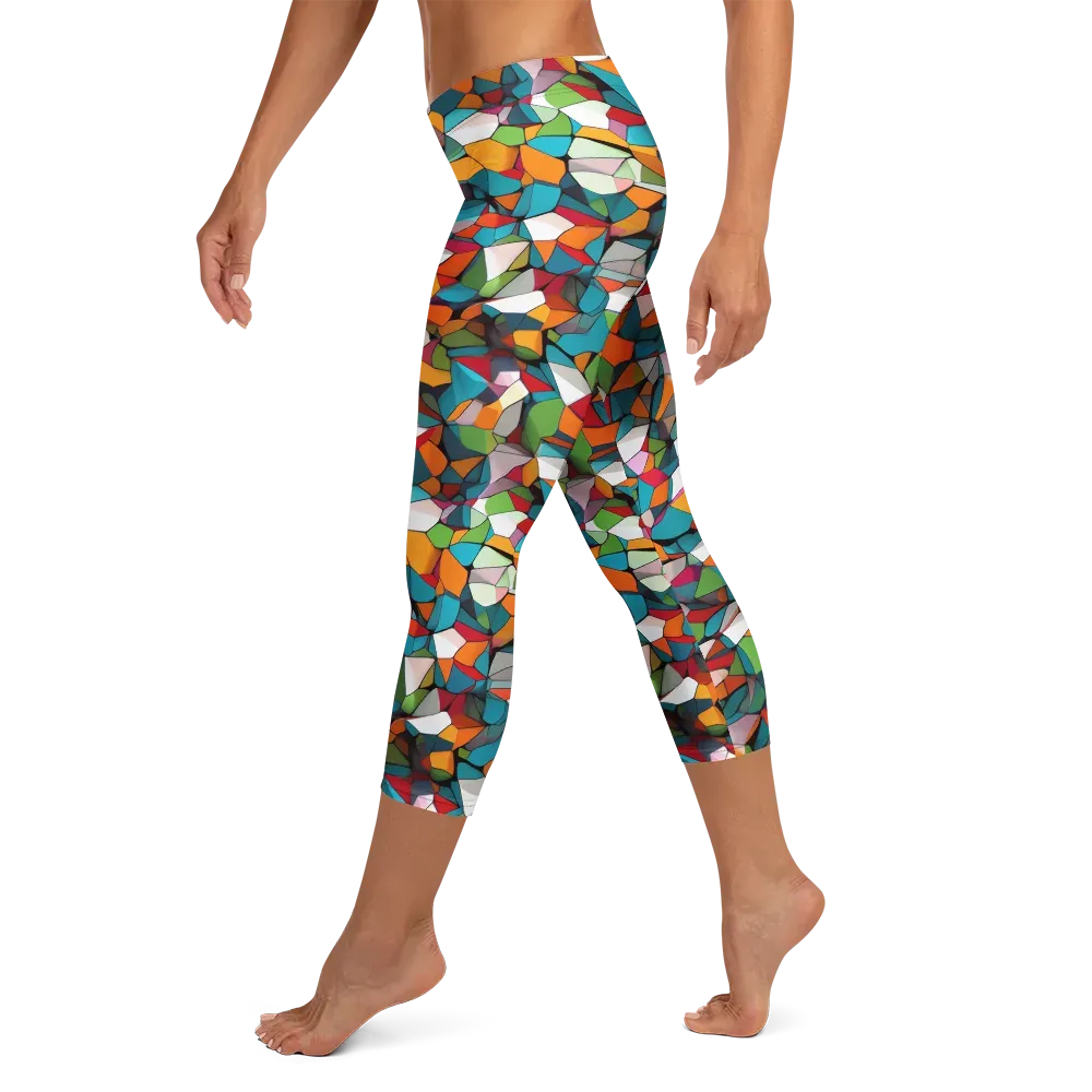 Chromatic Mosaic on Capri Leggings — Left