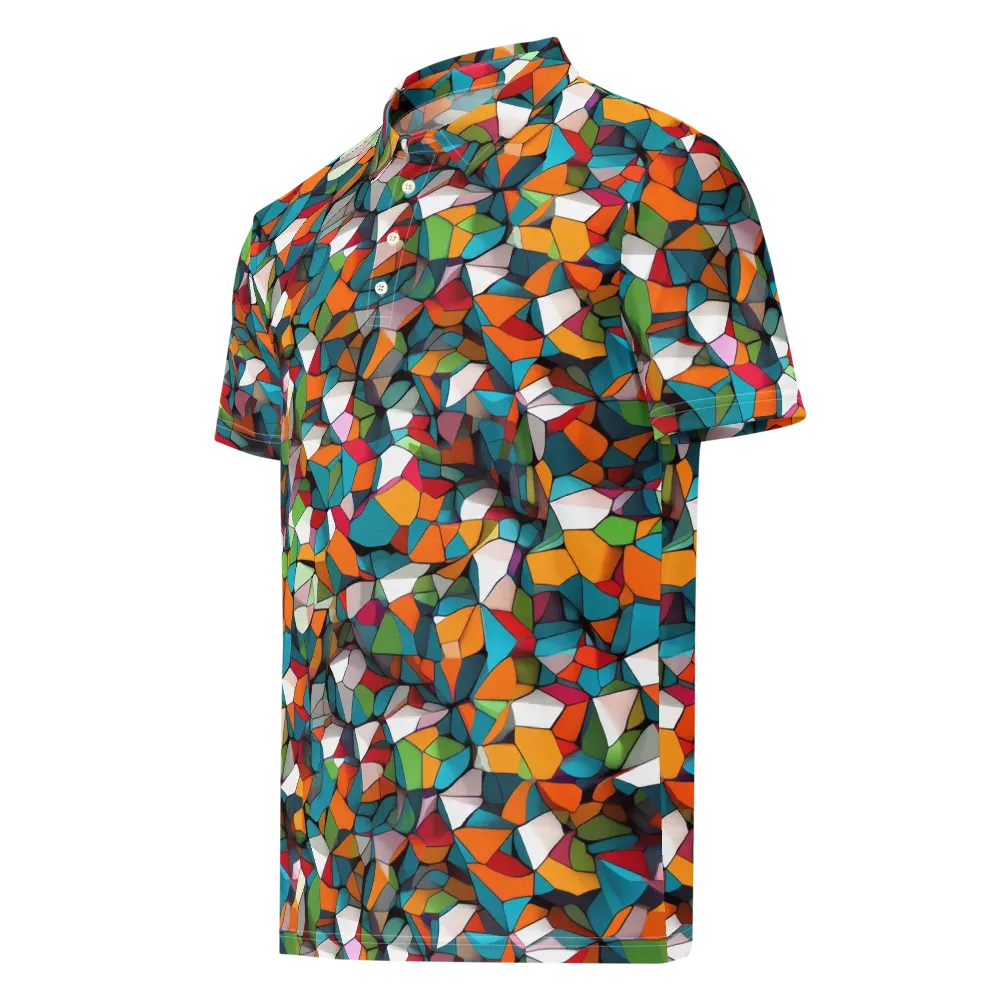 Chromatic Mosaic on Men's Slim Fit Polo Shirt — Left Front