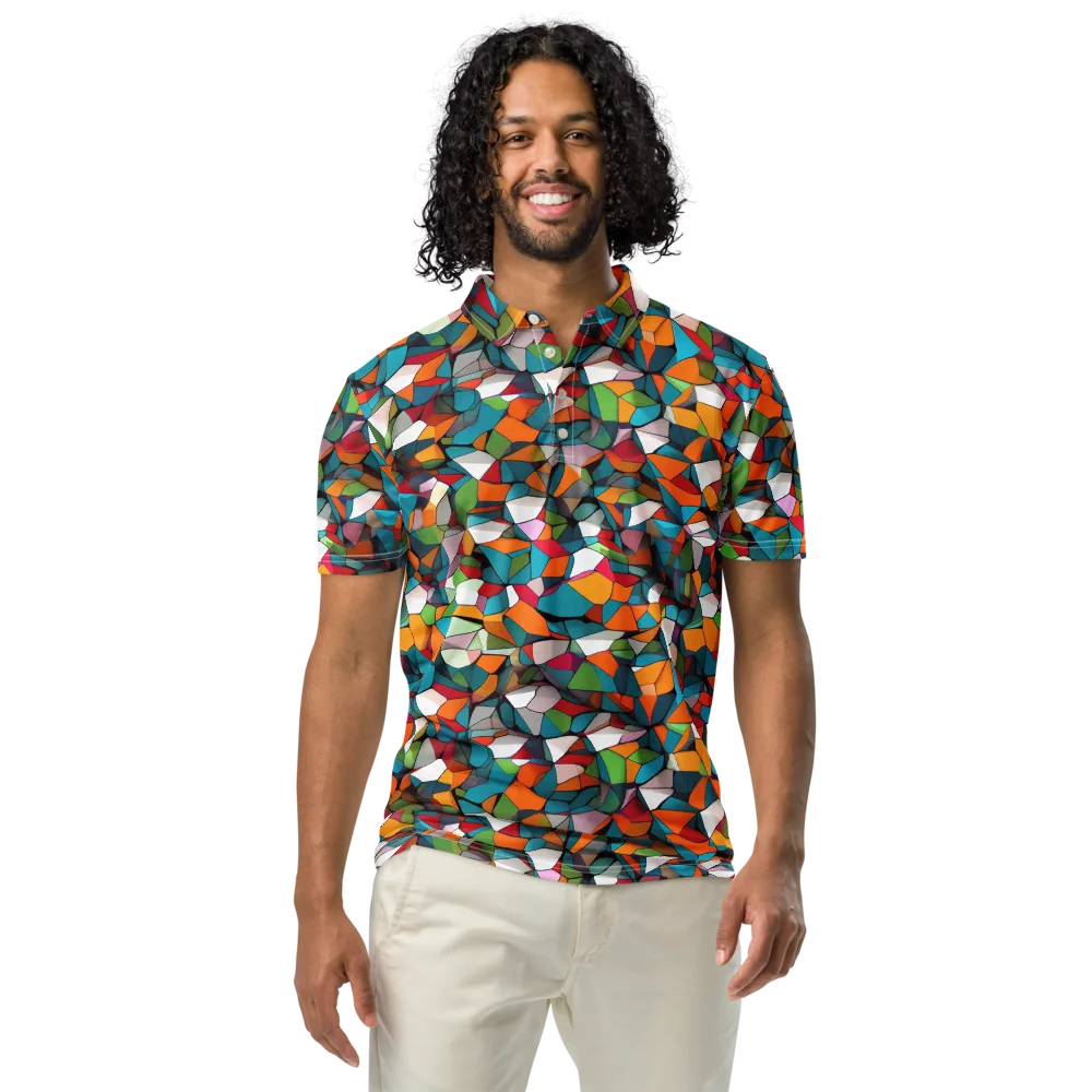Chromatic Mosaic on Men's Slim Fit Polo Shirt — Front