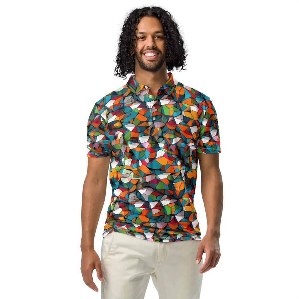 Chromatic Mosaic on Men's Slim Fit Polo Shirt — Front