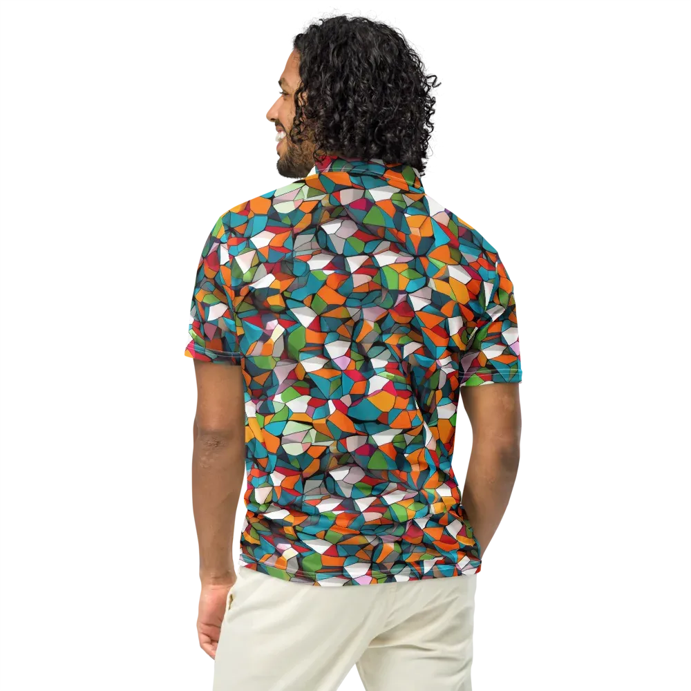 Chromatic Mosaic on Men's Slim Fit Polo Shirt — Back