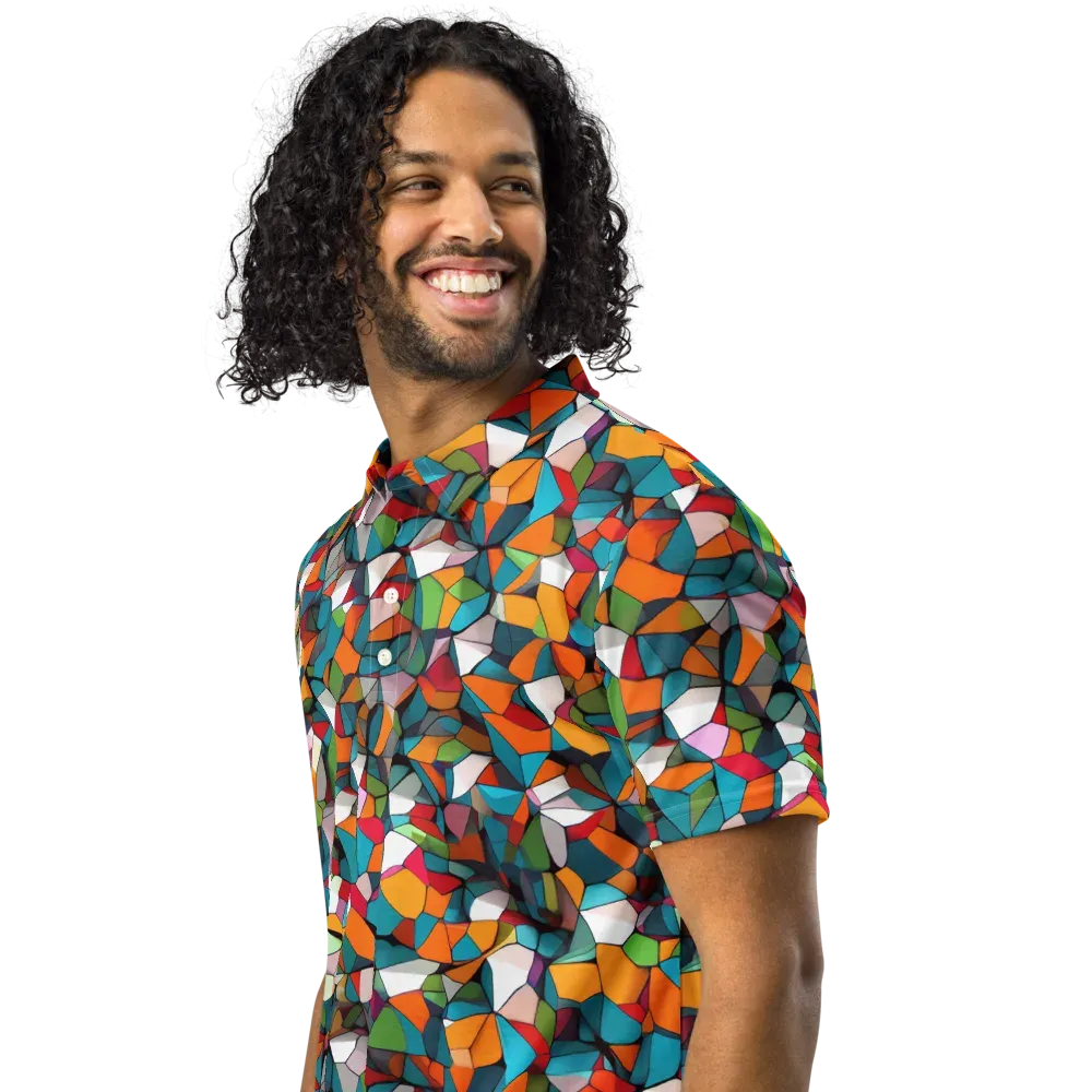 Chromatic Mosaic on Men's Slim Fit Polo Shirt — Left Front