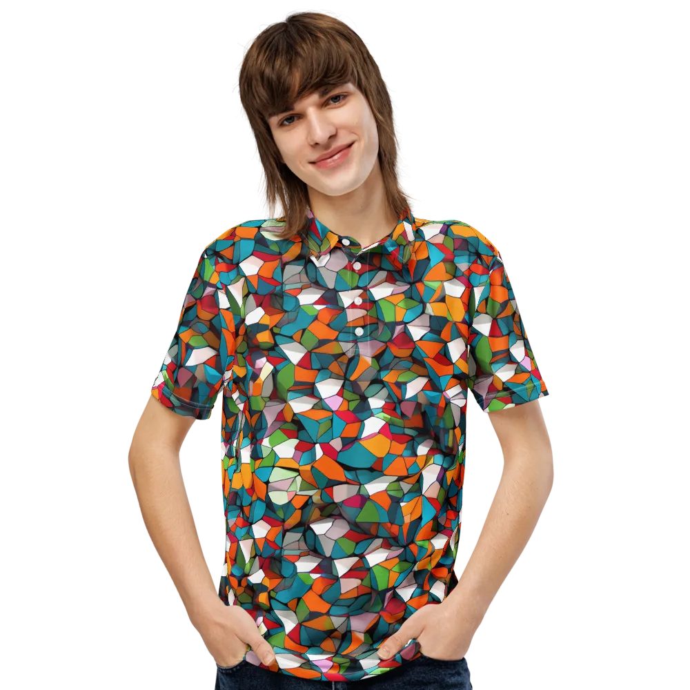 Chromatic Mosaic on Men's Slim Fit Polo Shirt — Front