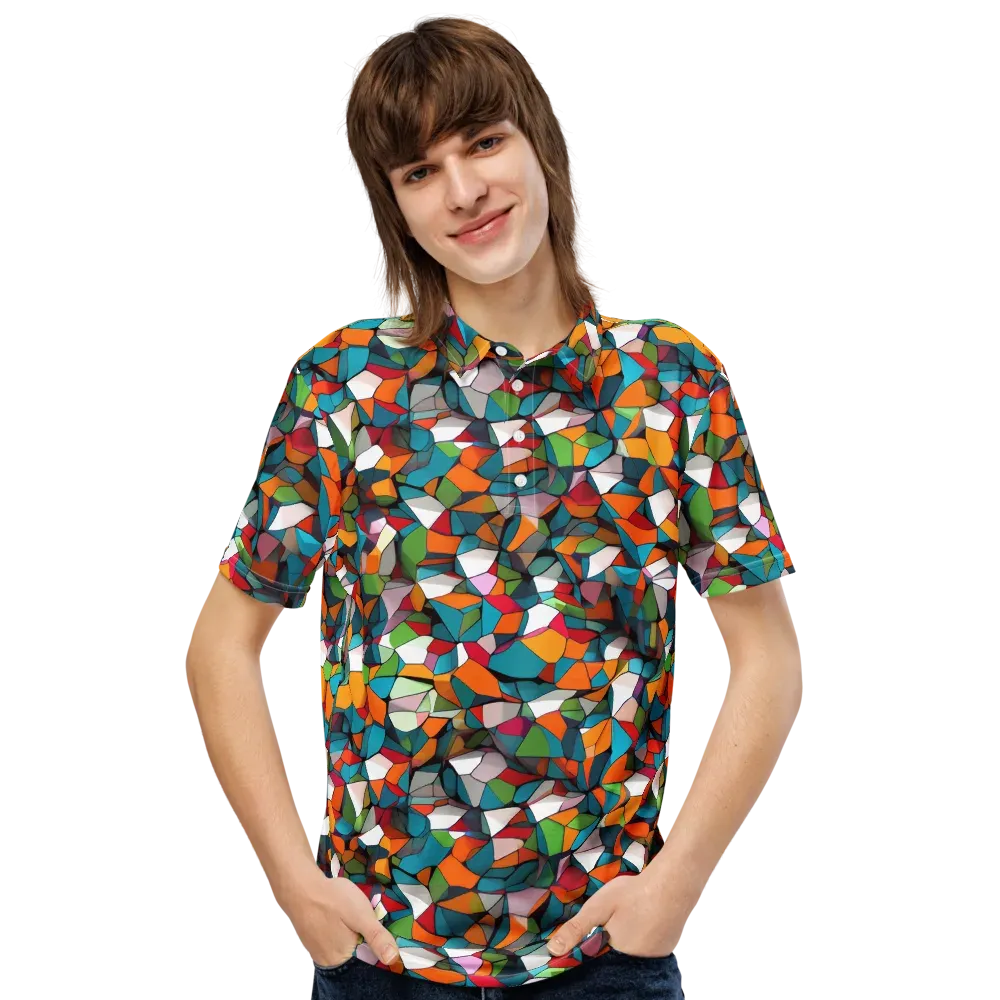 Chromatic Mosaic on Men's Slim Fit Polo Shirt — Front