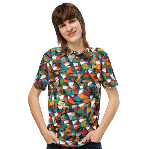 Chromatic Mosaic on a Men's Slim Fit Polo Shirt