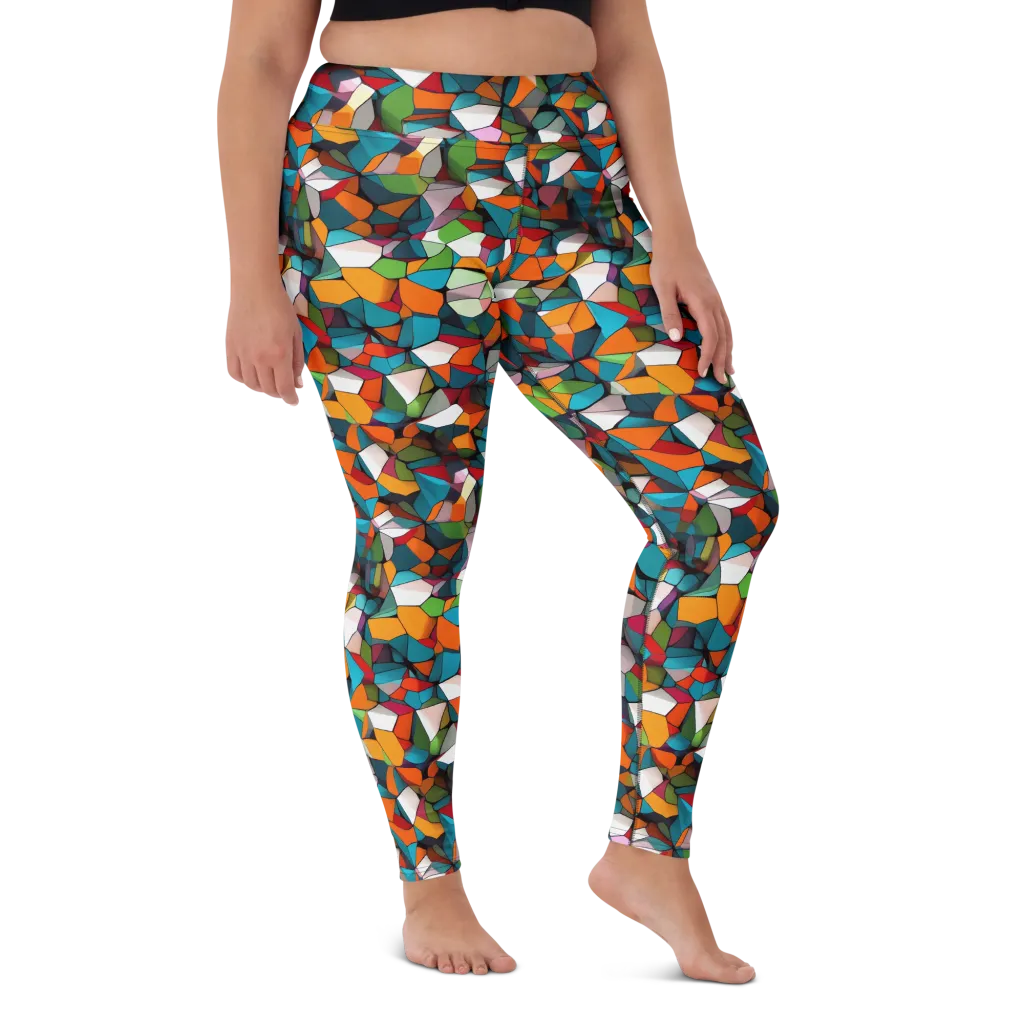 Chromatic Mosaic on Yoga Leggings — Front