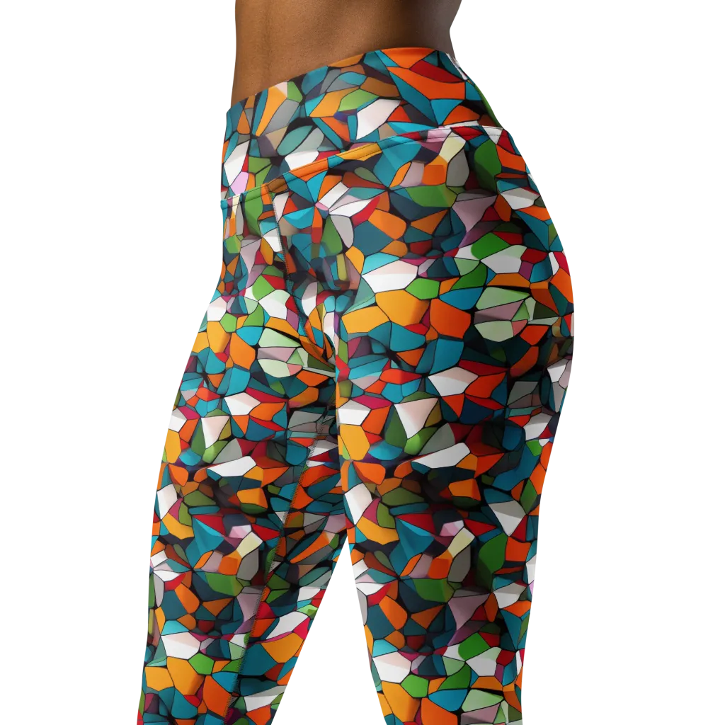 Chromatic Mosaic on Yoga Leggings — Left Front
