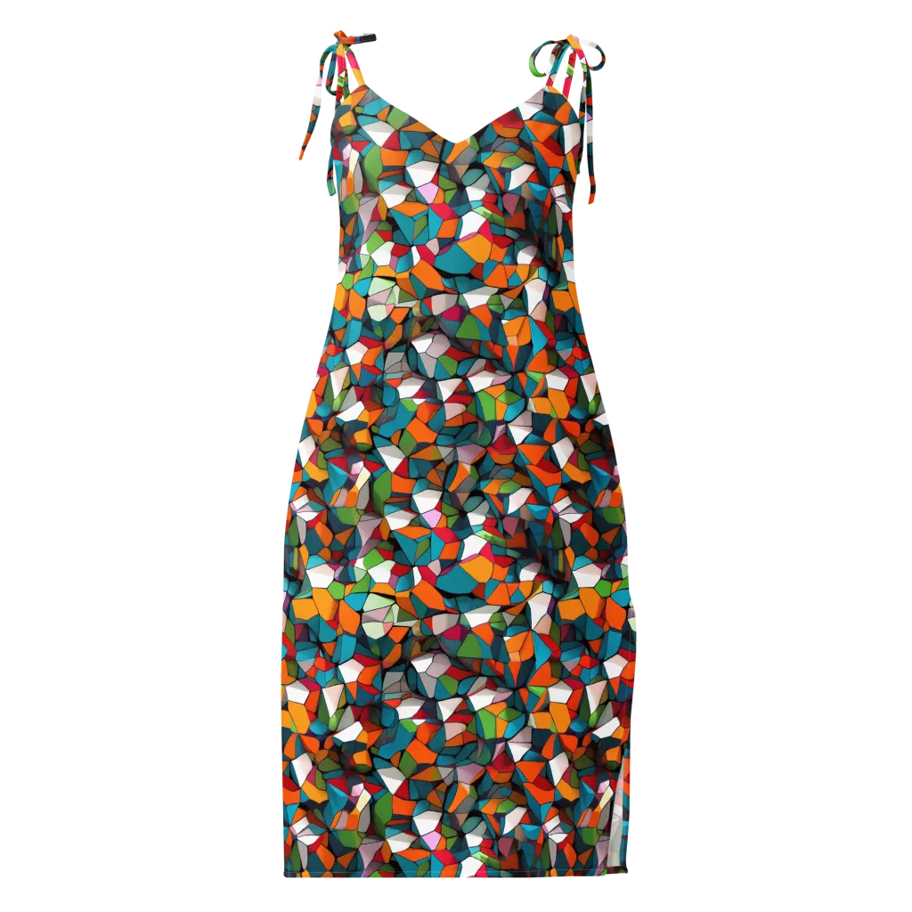 Chromatic Mosaic on Slip Dress — Front