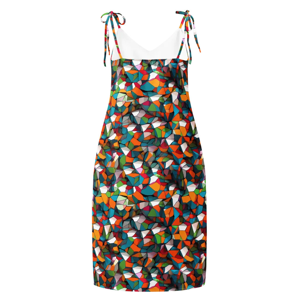 Chromatic Mosaic on Slip Dress — Back