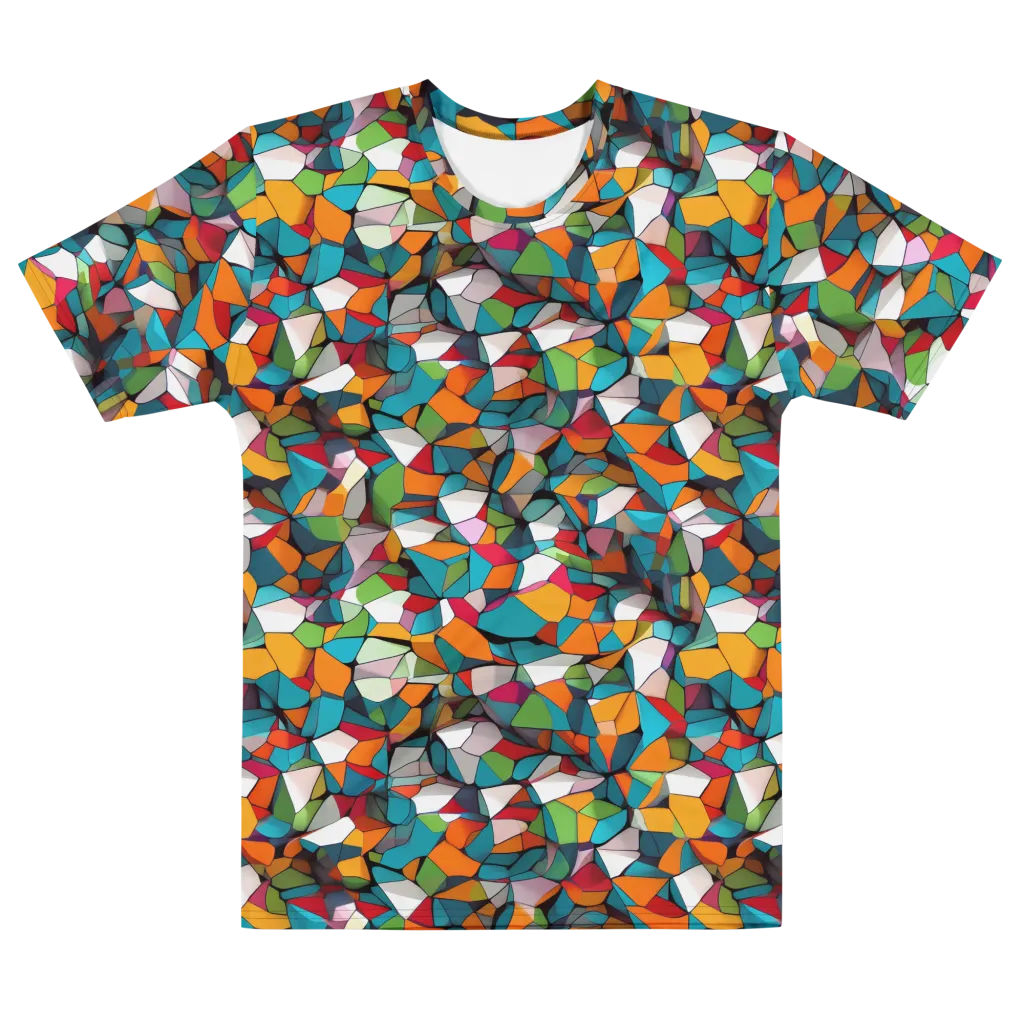 Chromatic Mosaic on Men's Cotton Crew Neck T-Shirt — Front