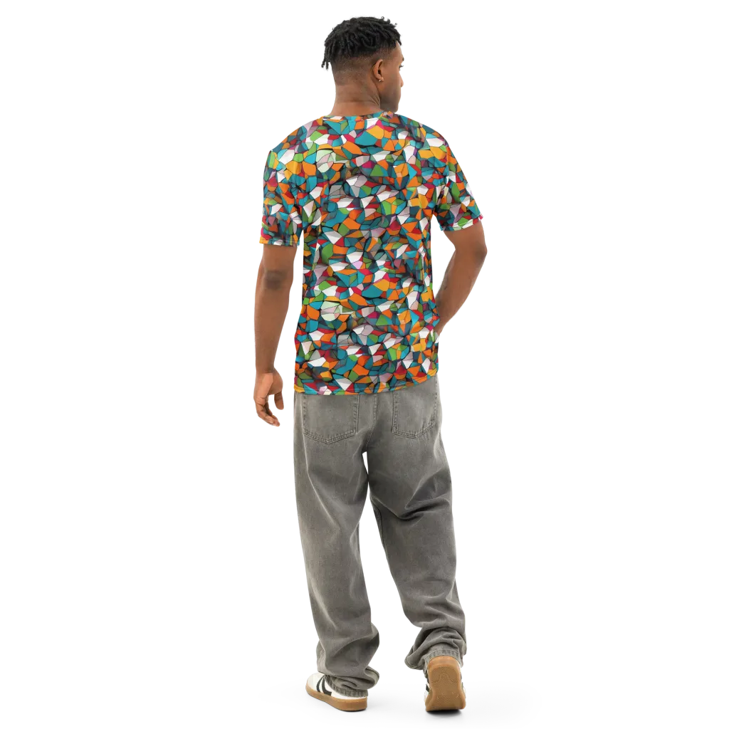 Chromatic Mosaic on Men's Cotton Crew Neck T-Shirt — Back
