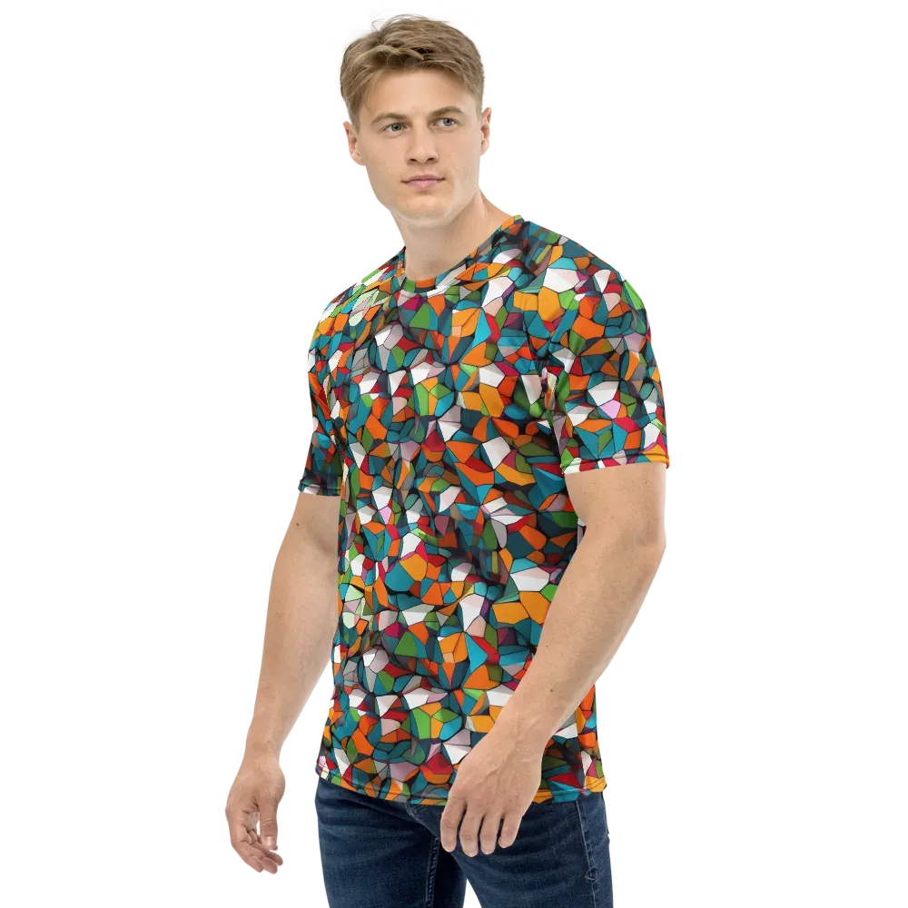Chromatic Mosaic on Men's Crew Neck T-Shirt — Left