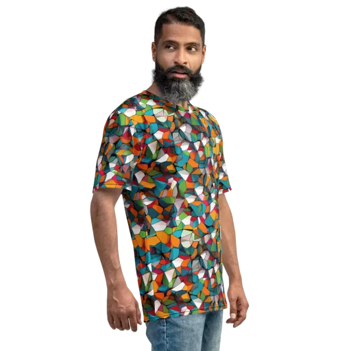 Chromatic Mosaic on a Men's Crew Neck T-Shirt