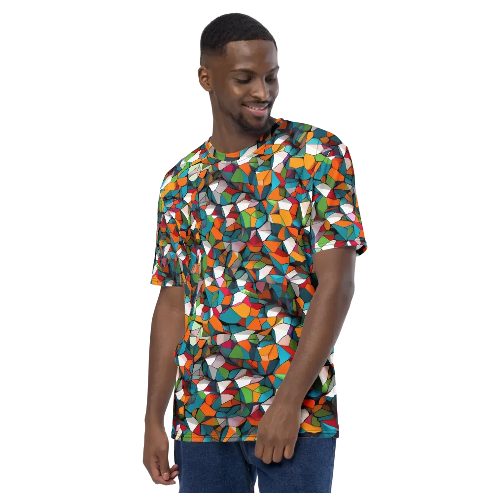 Chromatic Mosaic on Men's Crew Neck T-Shirt — Left