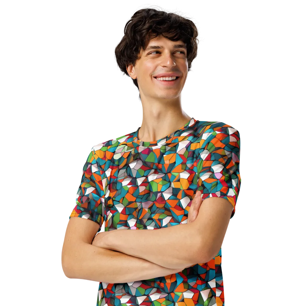 Chromatic Mosaic on Men's Crew Neck T-Shirt — Left Front