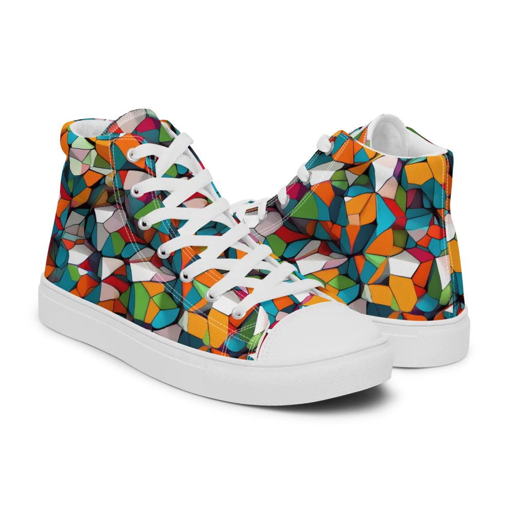 Chromatic Mosaic on Men's High Top Canvas Shoes — Right