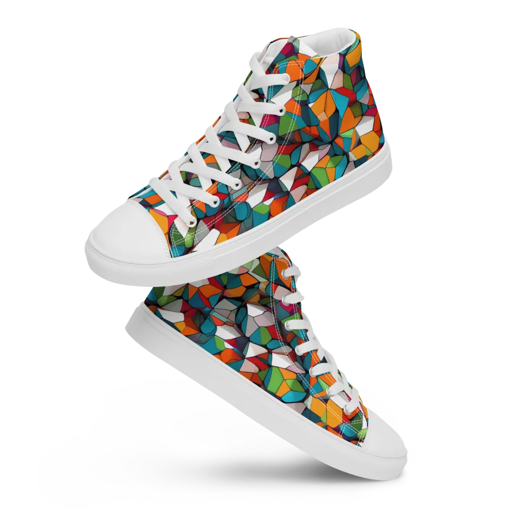 Chromatic Mosaic on Men's High Top Canvas Shoes — Front