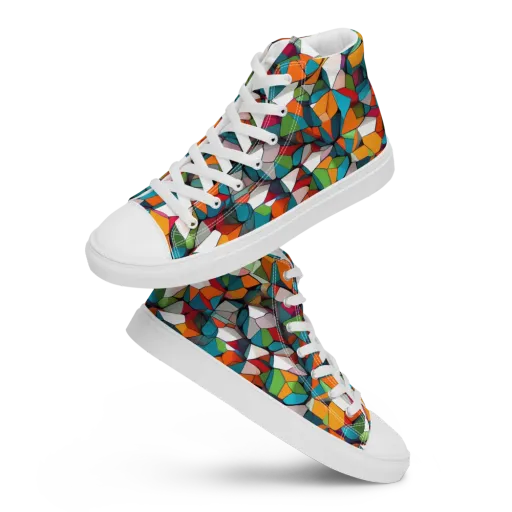 Chromatic Mosaic on a Men's High Top Canvas Shoes