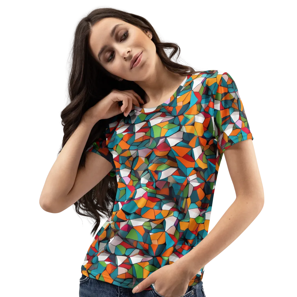 Chromatic Mosaic on Women's Crew Neck T-Shirt — Left Front