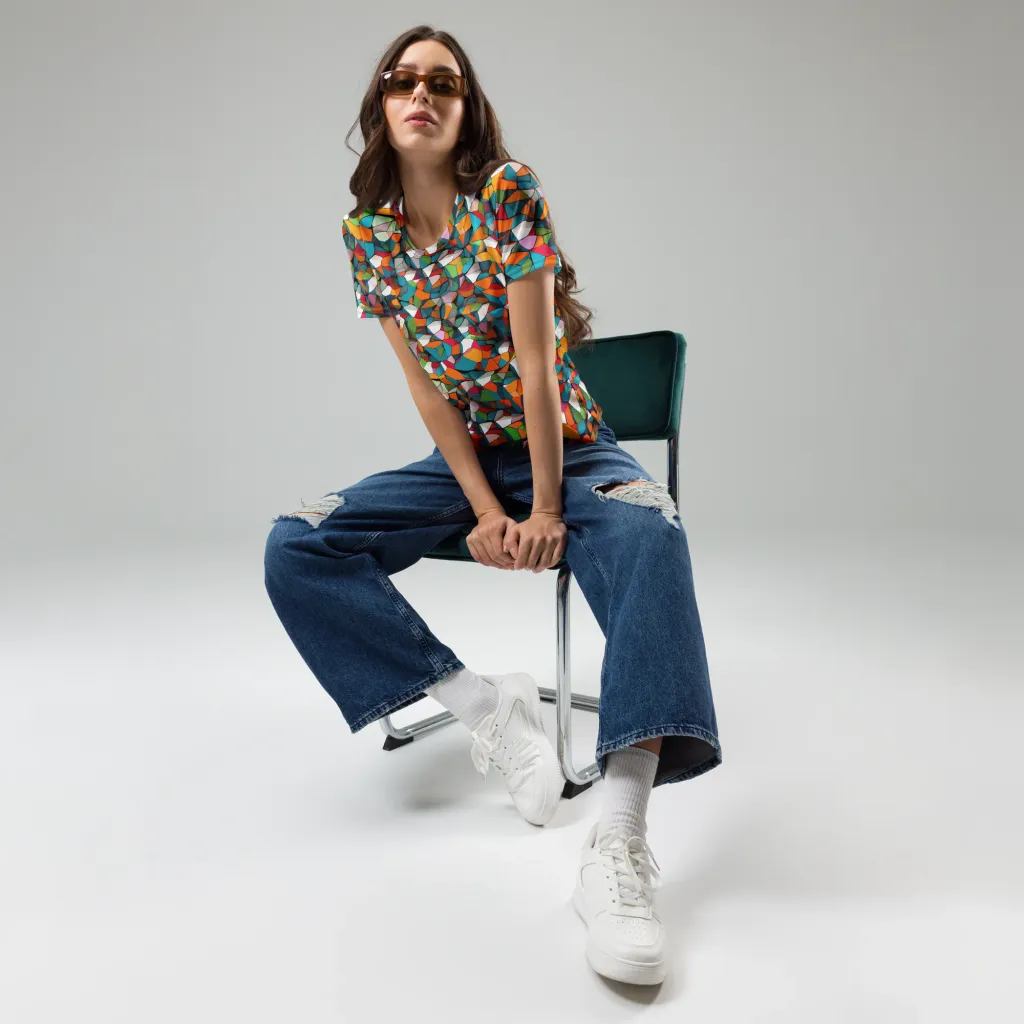 Chromatic Mosaic on Women's Crew Neck T-Shirt — Front
