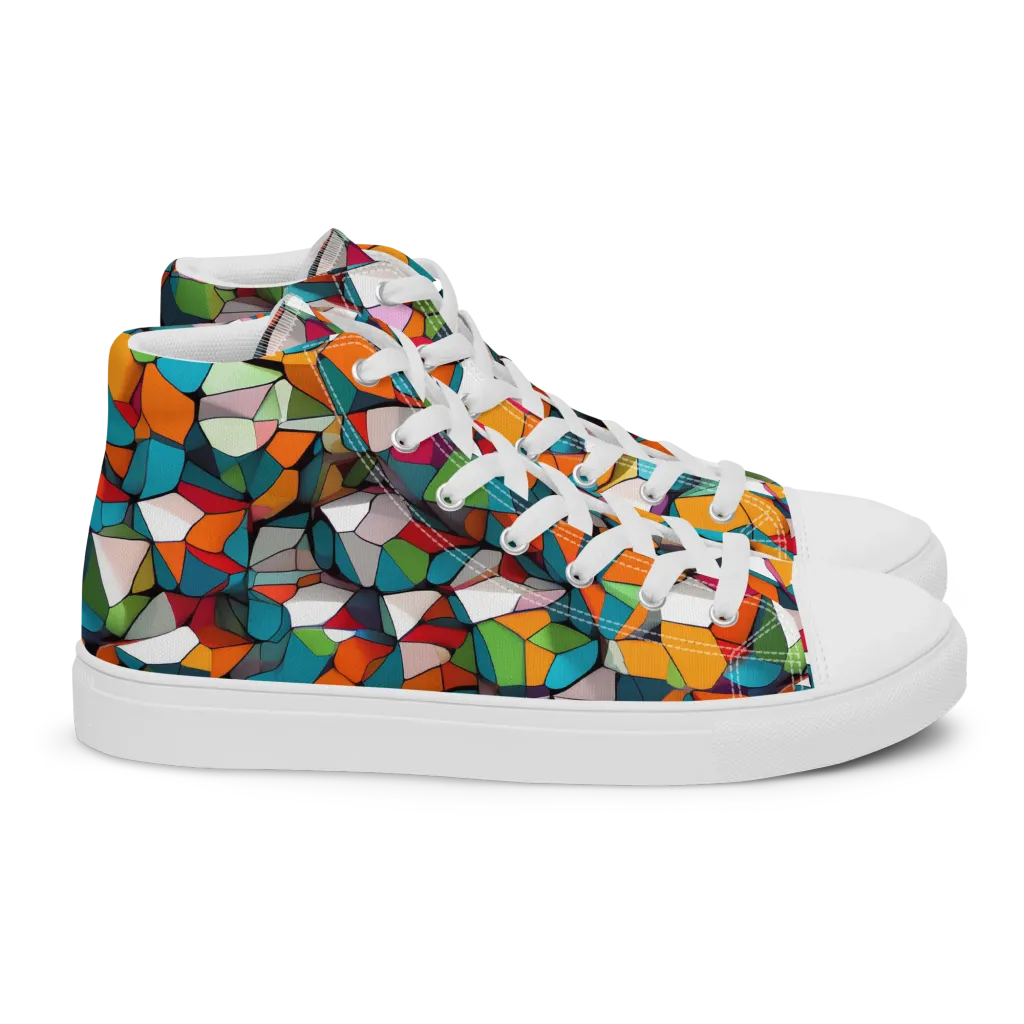 Chromatic Mosaic on Women's High Top Canvas Shoes — Right