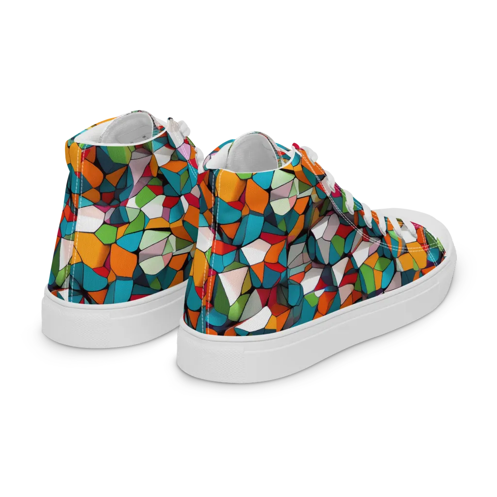 Chromatic Mosaic on Women's High Top Canvas Shoes — Right Back
