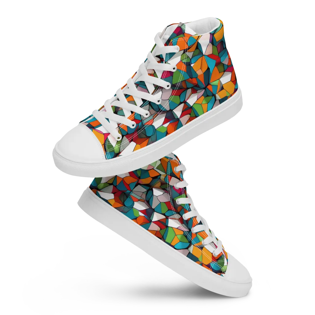 Chromatic Mosaic on Women's High Top Canvas Shoes — Front