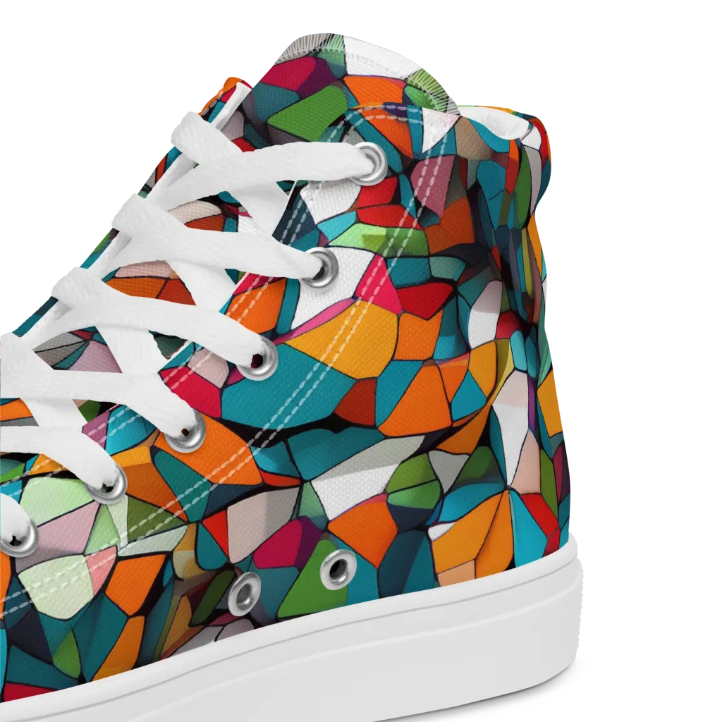 Chromatic Mosaic on Women's High Top Canvas Shoes — Product details 2