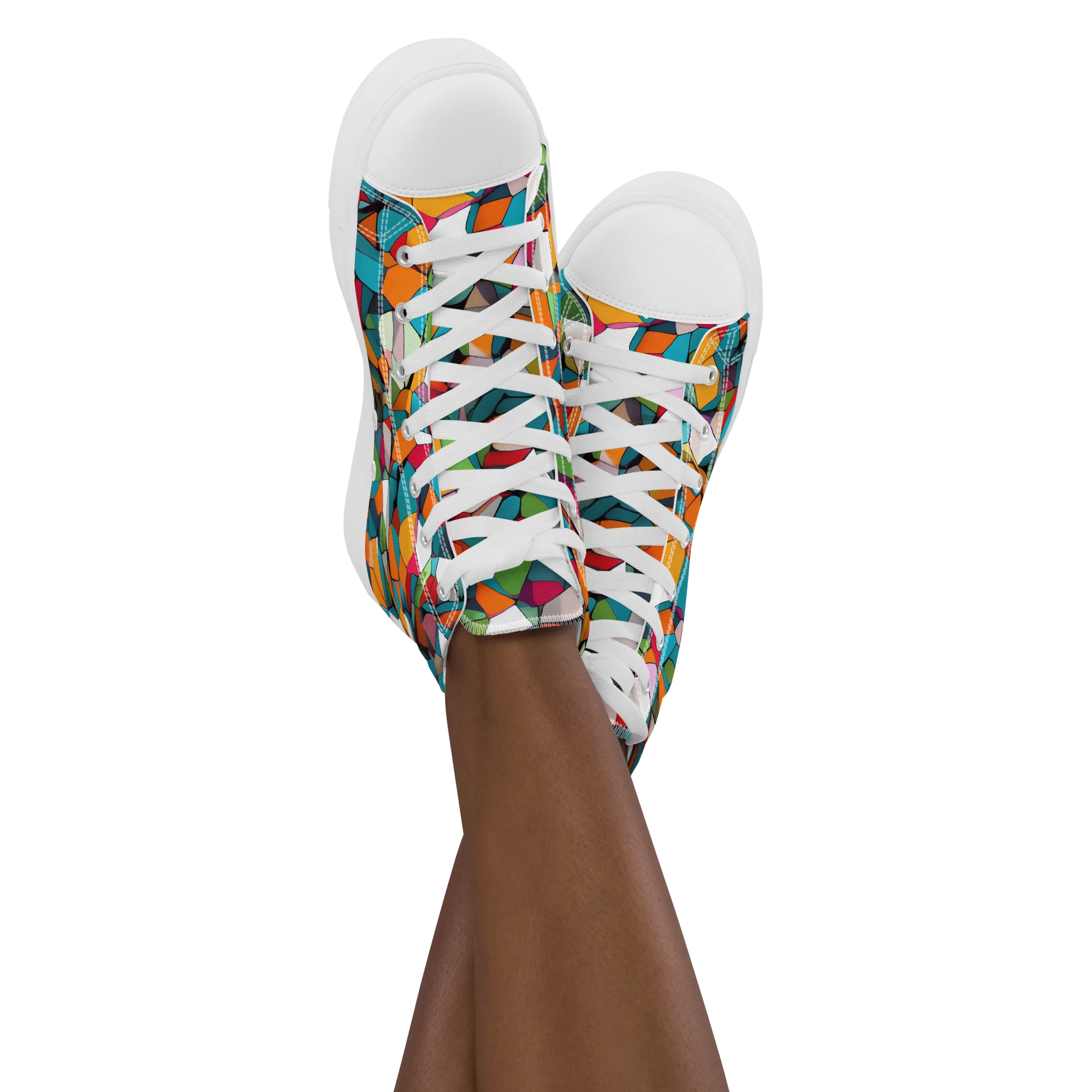 Chromatic Mosaic on Women's High Top Canvas Shoes — Front