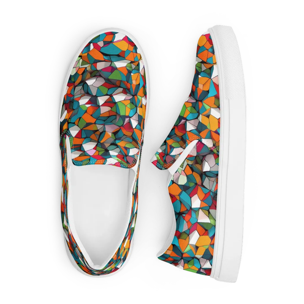 Chromatic Mosaic on Men's Slip-On Canvas Shoes — Front