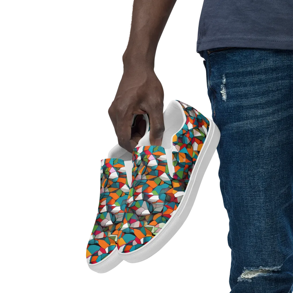 Chromatic Mosaic on Men's Slip-On Canvas Shoes — Left Front