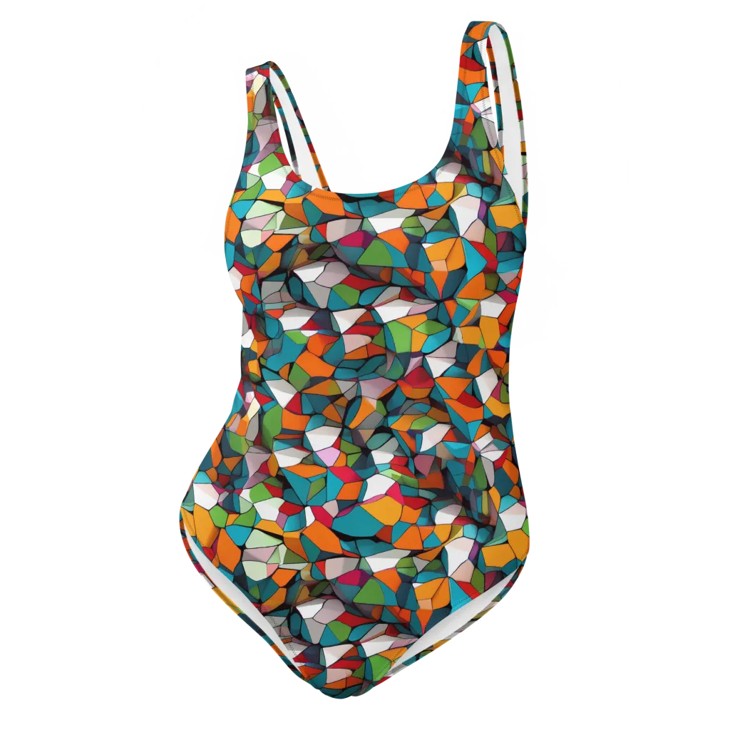 Chromatic Mosaic on One-Piece Swimsuit — Front