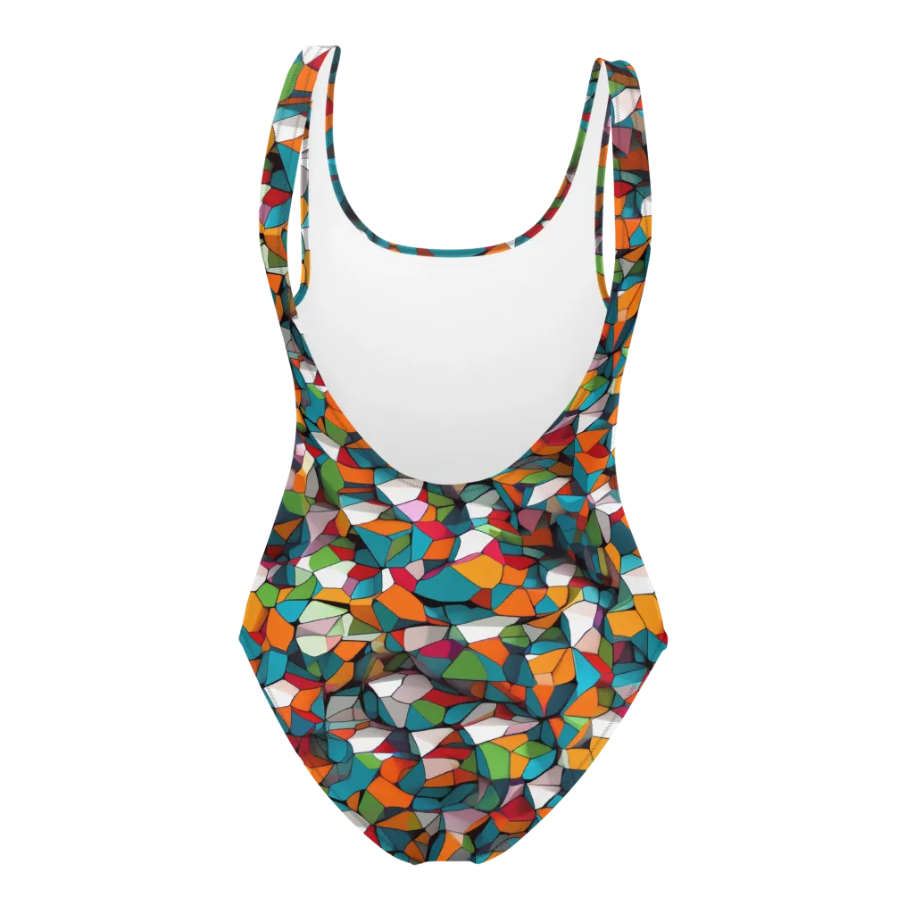 Chromatic Mosaic on One-Piece Swimsuit — Back