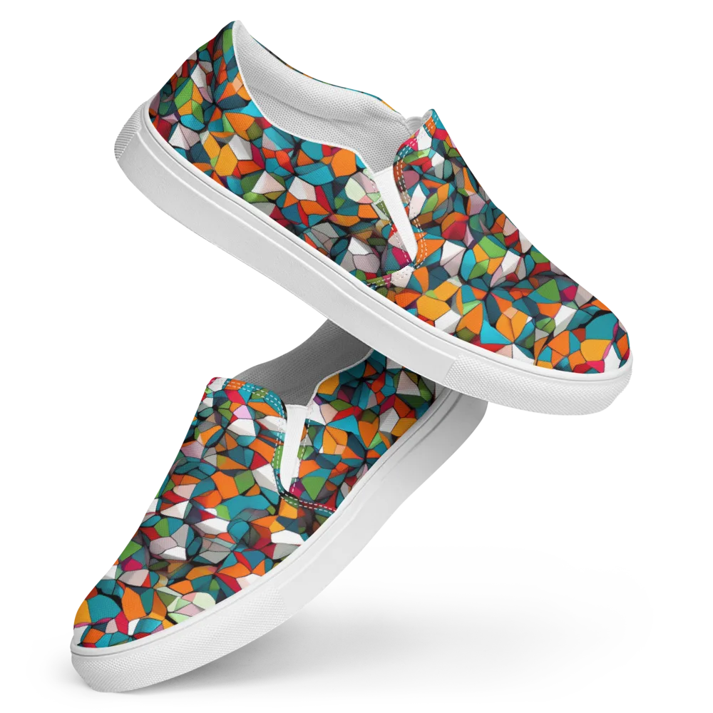 Chromatic Mosaic on Women's Slip-On Canvas Shoes — Front