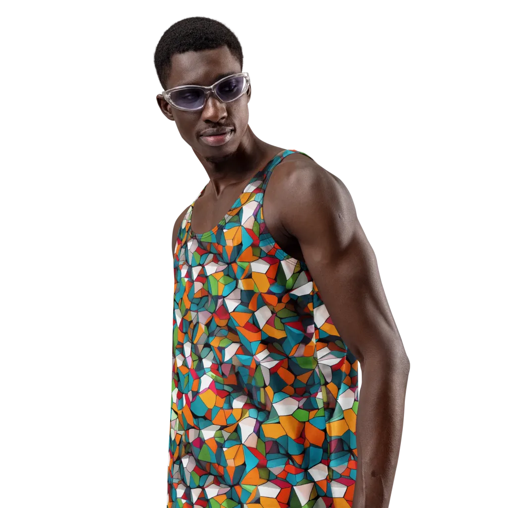 Chromatic Mosaic on Men's Tank Top — Left