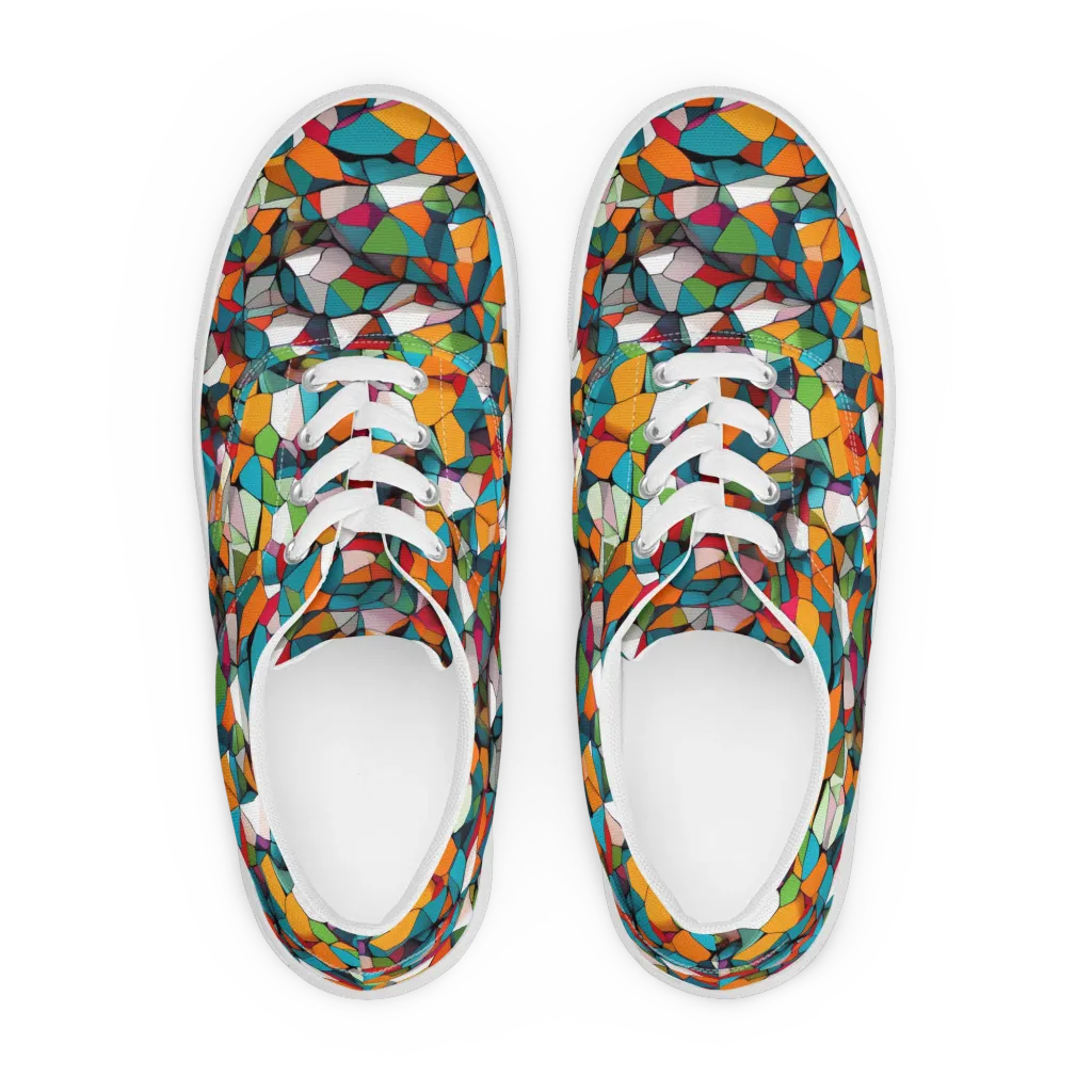Chromatic Mosaic on Men's Lace-Up Canvas Shoes — Front