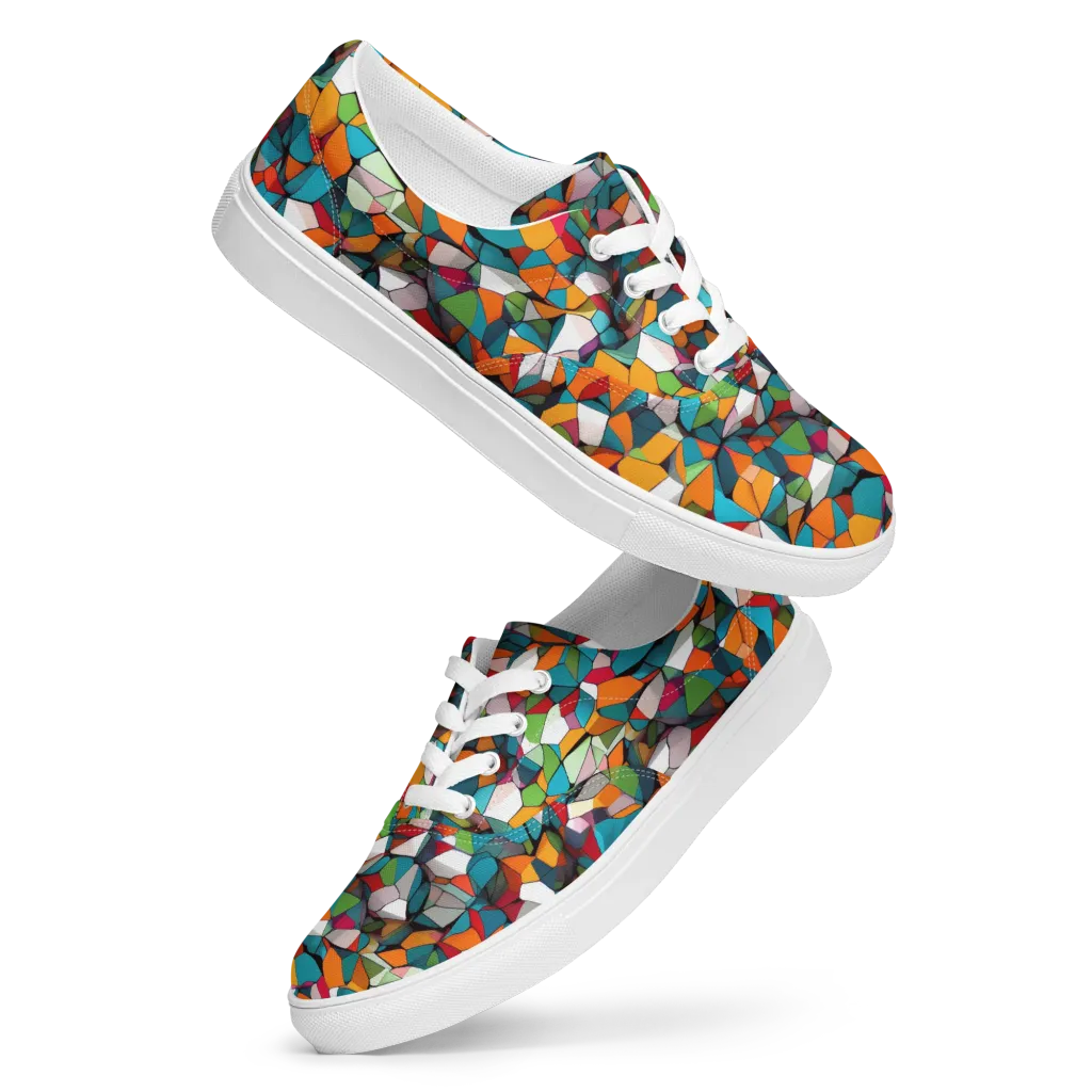 Chromatic Mosaic on Men's Lace-Up Canvas Shoes — Front