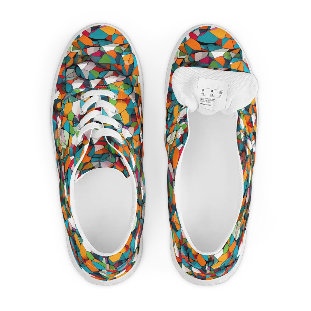 Chromatic Mosaic on Men's Lace-Up Canvas Shoes — Front