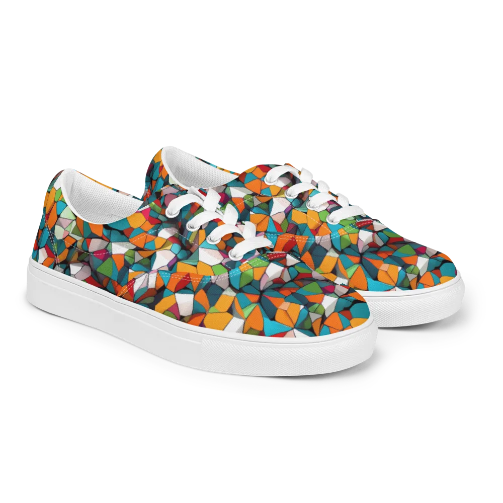 Chromatic Mosaic on Men's Lace-Up Canvas Shoes — Right Front