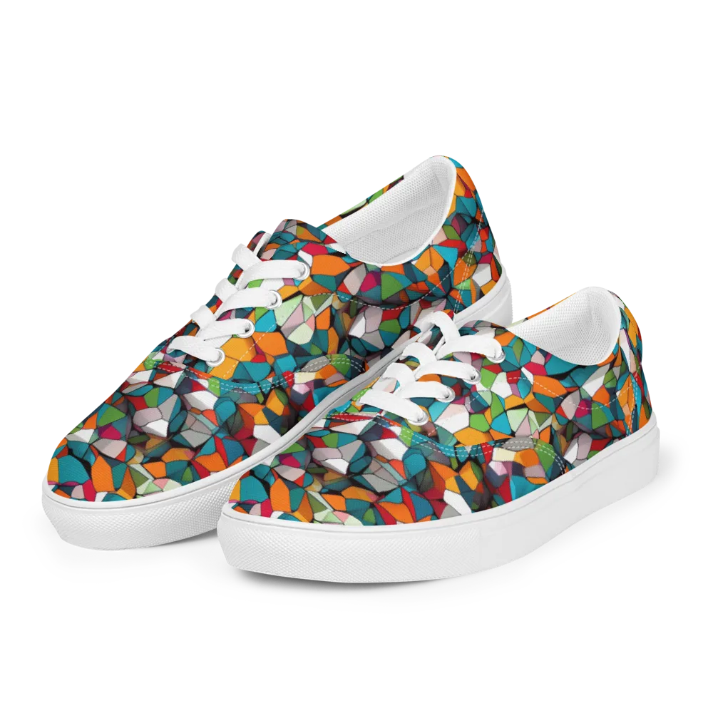 Chromatic Mosaic on Men's Lace-Up Canvas Shoes — Left Front