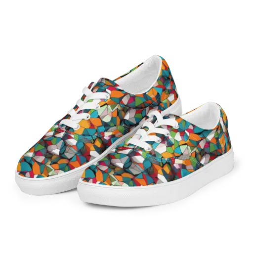 Chromatic Mosaic on a Men's Lace-Up Canvas Shoes