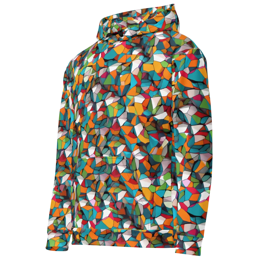 Chromatic Mosaic on Cotton Hoodie — Left Front