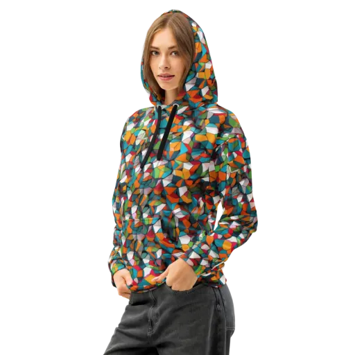 Chromatic Mosaic on a Cotton Hoodie
